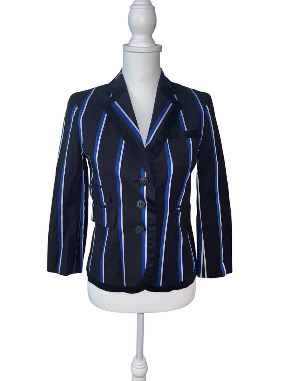 Club Mónaco Womens Navy Blue Striped Blazer Jacket